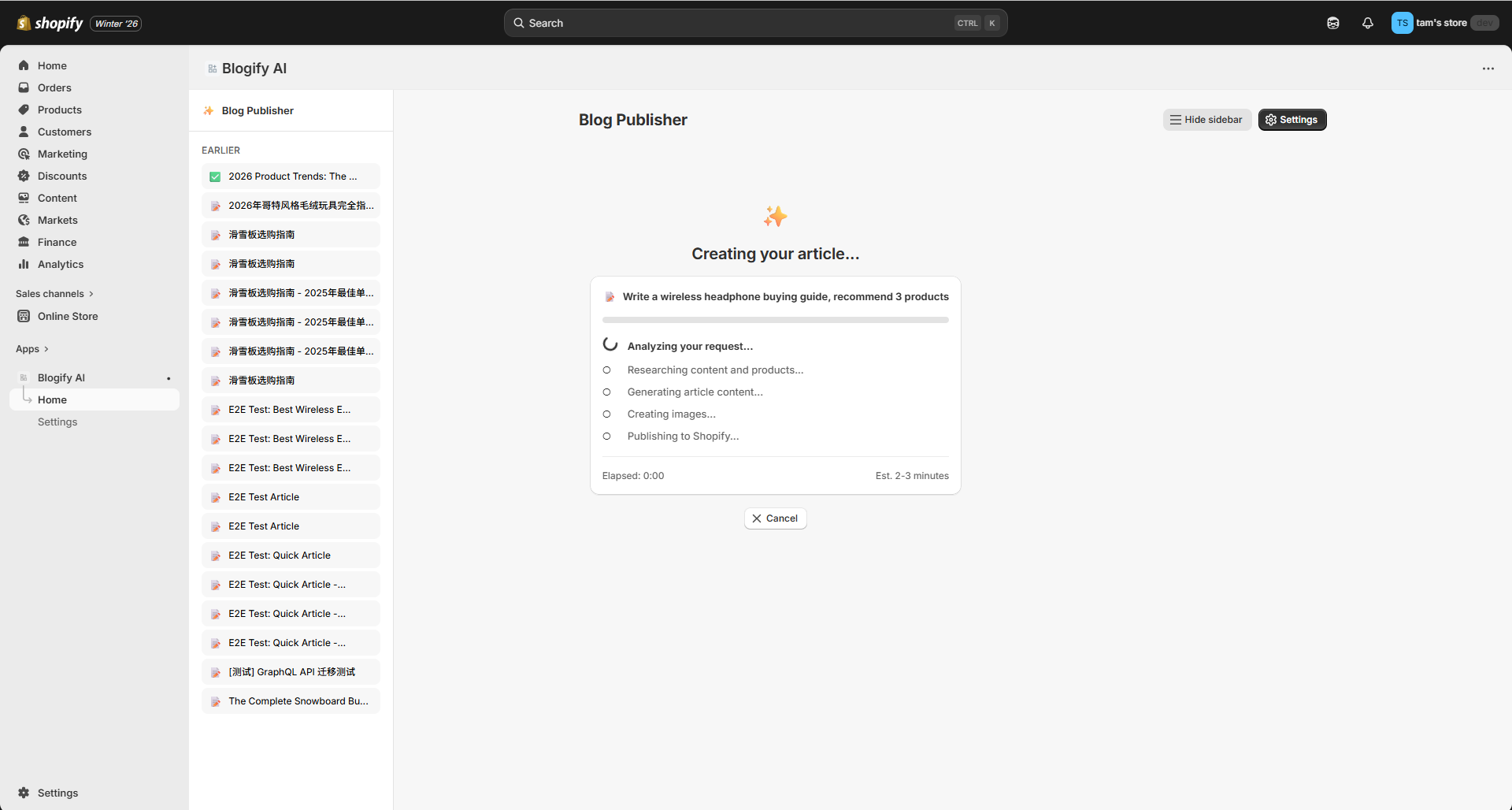Creating your article progress steps